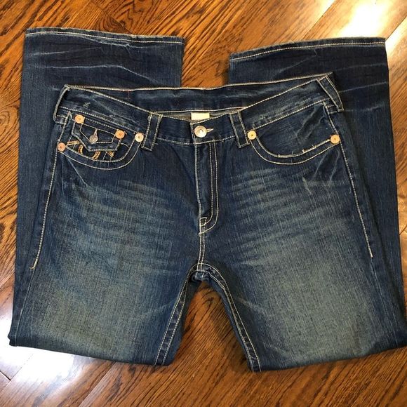 TRUE RELIGION RAINBOW BILLY Mens Relaxed Boot Leg Denim Jeans 42x33 - Picture 4 of 8
